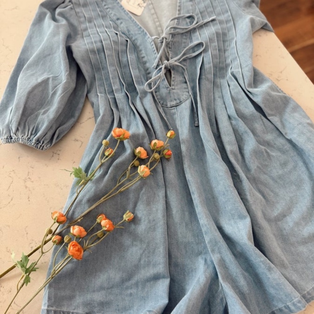 Boutique denim blue romper
